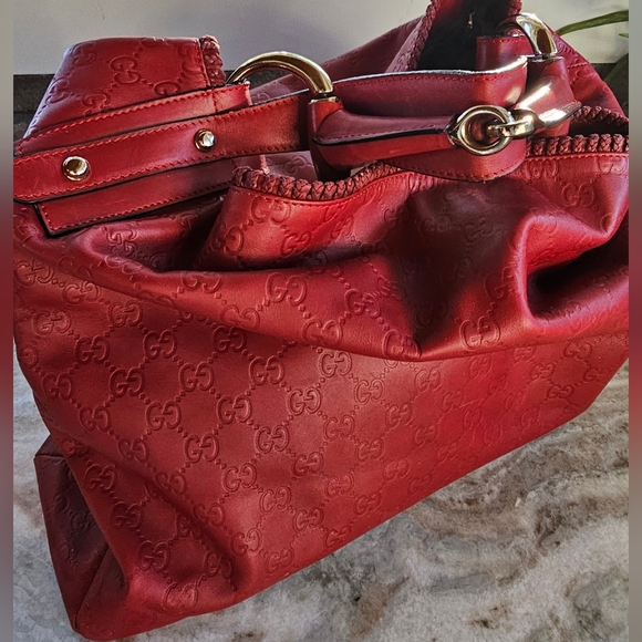 GUCCI Guccissima Large Horsebit  Hobo in Red ❤️ - Picture 2 of 16